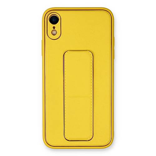 iPhone XR K�l�f Coco Deri Standl� Kapak - Sar�