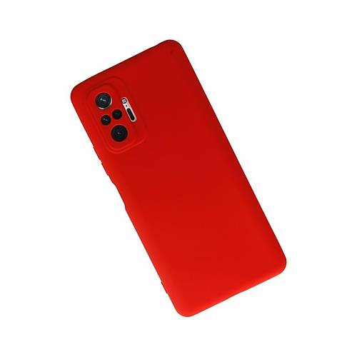 Redmi Note 10 Pro K�l�f Nano i�i Kadife Silikon - K�rm�z�