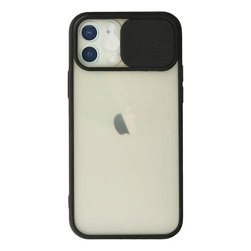 iPhone 12 K�l�f Palm Buzlu Kamera S�rg�l� Silikon - Siyah