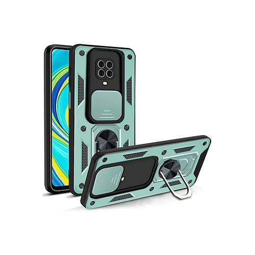 Redmi Note 9 Pro K�l�f Pars Lens Y�z�kl� Silikon - Ye�il