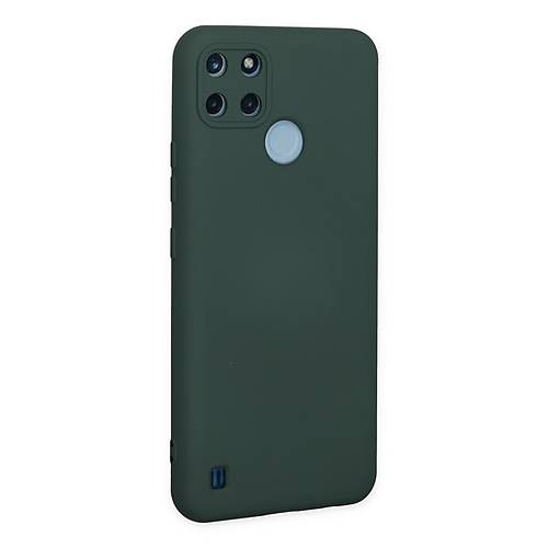 Realme C25Y K�l�f Nano i�i Kadife Silikon - Koyu Ye�il