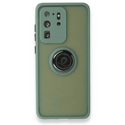 Galaxy S20 Ultra K�l�f Montreal Y�z�kl� Silikon Kapak - Ye�il