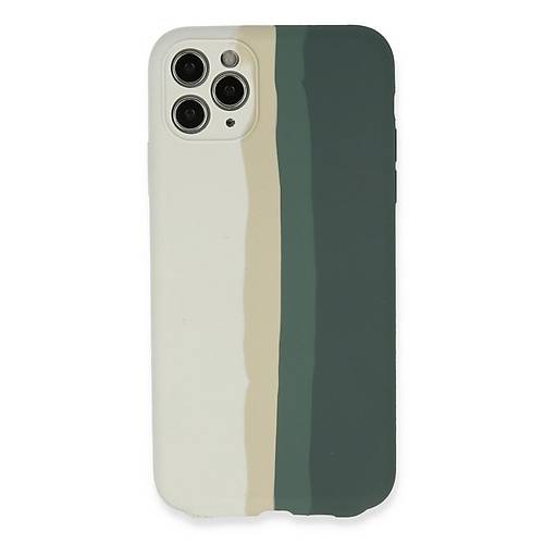 iPhone 11 Pro K�l�f Ebruli Lansman Silikon - Beyaz-Gri