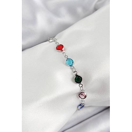 Pirin� G�m�� Renk Kar���k Renk Zirkon Ta�l� Kad�n Bileklik