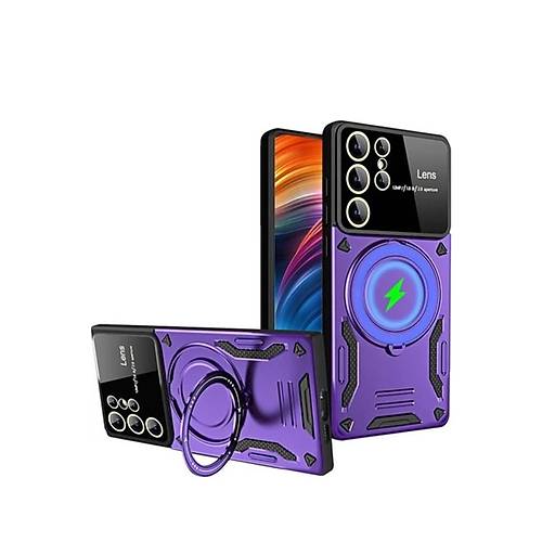 Galaxy S24 Ultra K�l�f Joy Lens Standl� Kapak - Mor