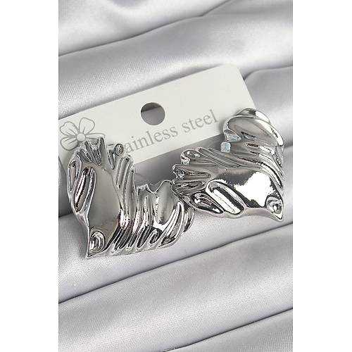 Pirin� G�m�� Renk ��lemeli Kalp Model Kad�n K�pe