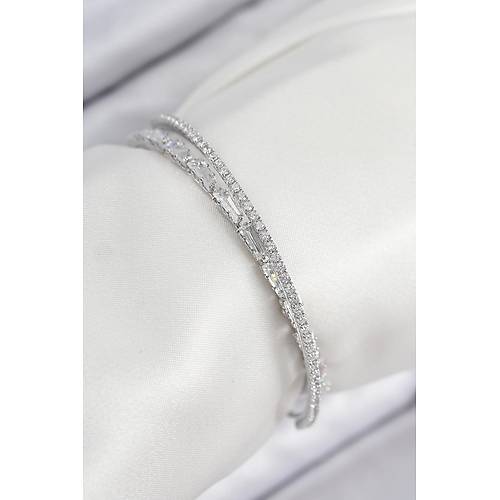 Pirin� Zirkon Ta�l� Su Yolu Model G�m�� Renk Kad�n Bileklik