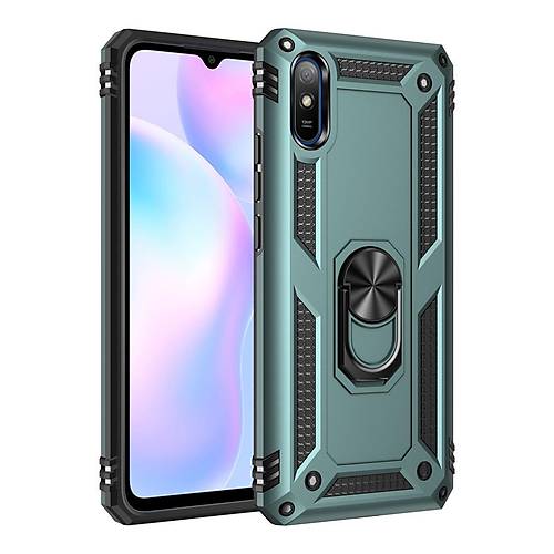 Redmi 9A K�l�f Sofya Y�z�kl� Silikon Kapak - Ye�il