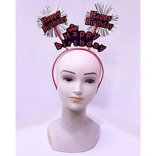 Happy Birthday Yaz�l� P�sk�ll� Neon K�rm�z� Renk Do�um G�n� Tac� 22x19 cm