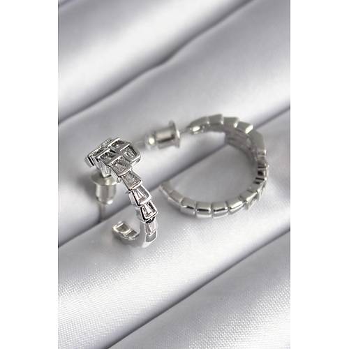 Pirin� G�m�� Renk Zirkon Ta�l� Y�lan Model Kad�n K�pe