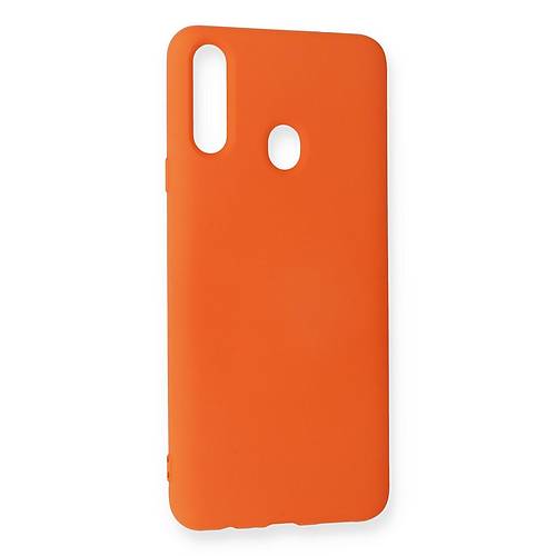 Galaxy A20S K�l�f Nano i�i Kadife Silikon - Turuncu