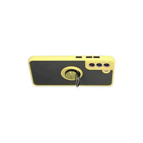 Galaxy S21 FE K�l�f Montreal Y�z�kl� Silikon Kapak - Sar�