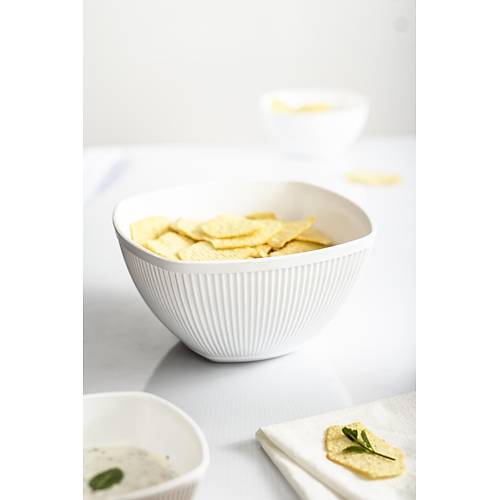 Akrilik Barok Beyaz Orta Boy Kare Meyve & Salata Kasesi & Kar��t�rma Kab� / 1,5 Lt (CAM DE��LD�R)
