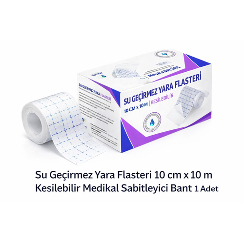 Su Ge�irmez Yara Flasteri 10 cm x 10 m Kesilebilir Medikal Sabitleyici Bant 1 Adet