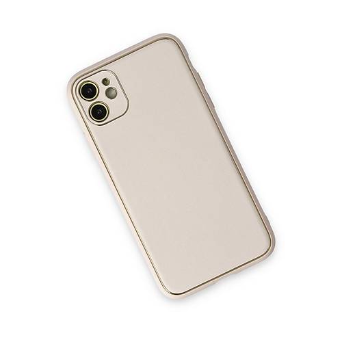 iPhone 12 K�l�f Coco Deri Silikon Kapak - Beyaz
