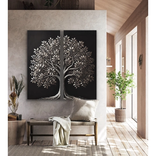 2li Eskitme Krom A�a� Kanvas Tablo 60x120cm x2