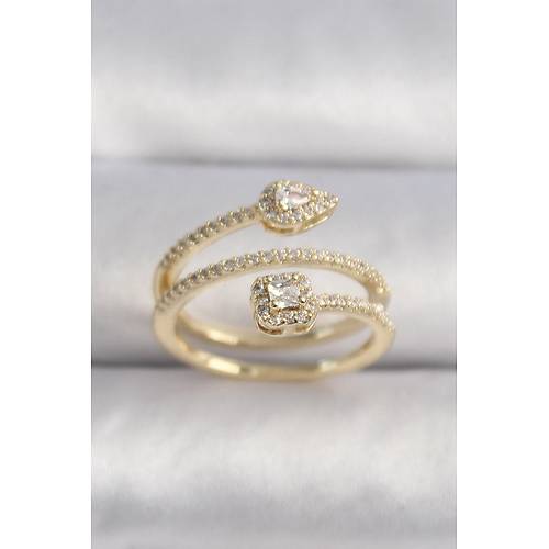 Pirin� Gold Renk Zirkon Ta�l� Ok Model VIP Seri Kad�n Y�z�k