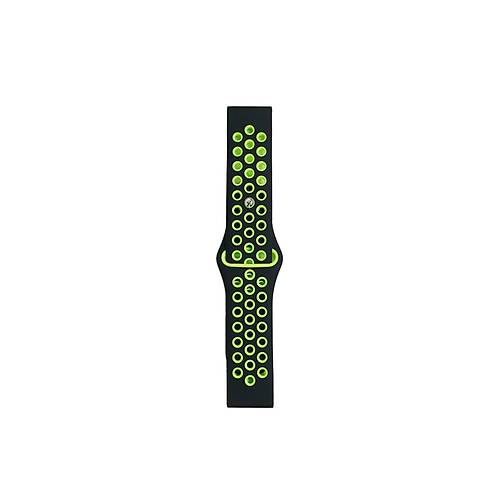 Watch 20mm Spor Delikli Kordon - Siyah-Ye�il