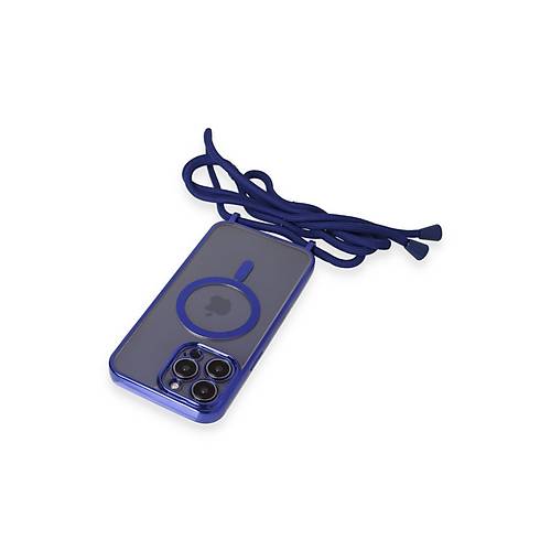 iPhone 12 Pro Max K�l�f Divo Lazer Ask�l� Magsafe Kapak - Mavi