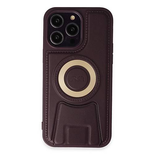 iPhone 14 Pro K�l�f Merk�r Magneticsafe Standl� Kapak - Derin Mor