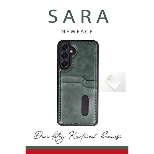 Galaxy A26 K�l�f Sara Kartvizitli Deri K�l�f - K�rm�z�