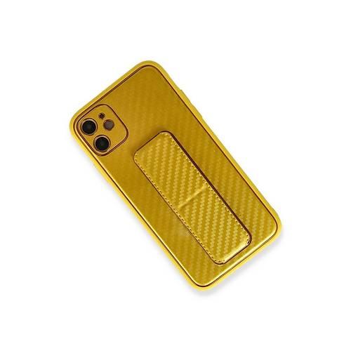 iPhone 12 K�l�f Coco Karbon Standl� Kapak - Sar�