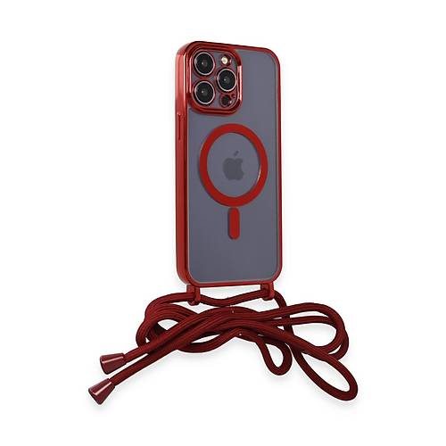 iPhone 12 Pro Max K�l�f Divo Lazer Ask�l� Magsafe Kapak - K�rm�z�