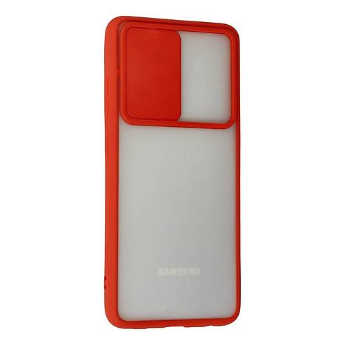 Galaxy A72 K�l�f Palm Buzlu Kamera S�rg�l� Silikon - K�rm�z�
