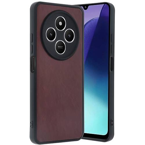Redmi 14C K�l�f Aras Deri Kapak - Bordo