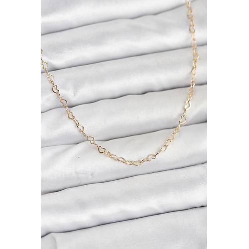 CM 14K Gold Renk Kalp Zincirli Kad�n Kolye