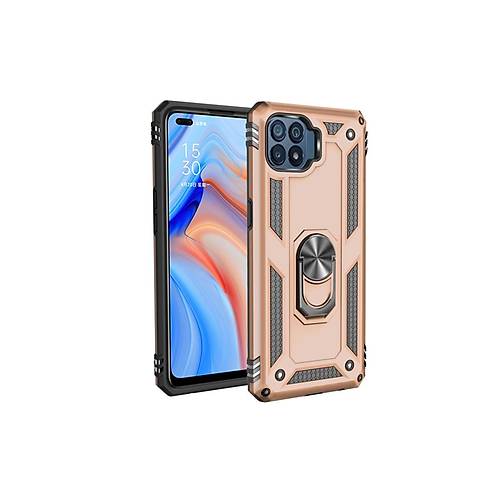 Reno 4 Lite K�l�f Sofya Y�z�kl� Silikon Kapak - Gold