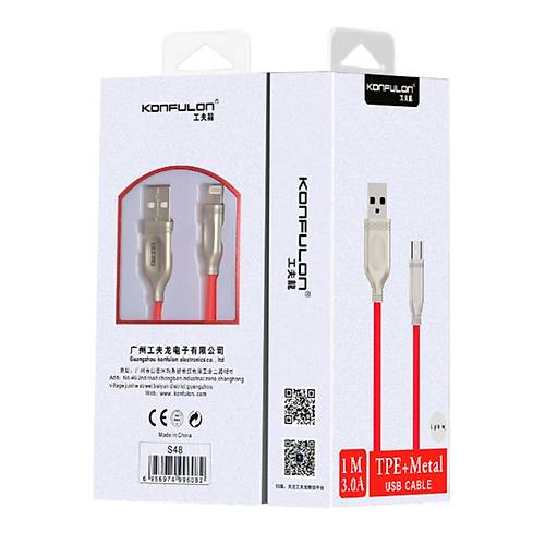 S48 Lightning Kablo iphone Uyumlu 1M 3A - Siyah