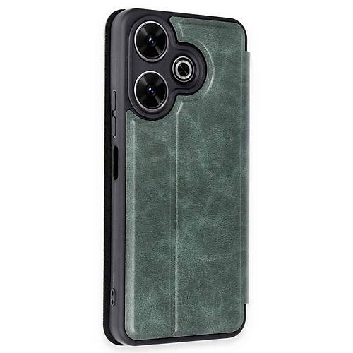 Redmi 13 4G K�l�f Flip Cover - Koyu Ye�il