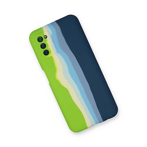 Galaxy A03S K�l�f Ebruli Lansman Silikon - Ye�il-Koyu Ye�il