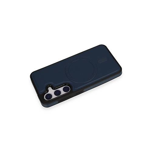 Galaxy S24 K�l�f Ozzi Magsafe Deri Kapak - Lacivert