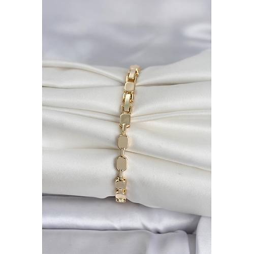 Pirin� Zirkon Ta�l� Gold Renk Kad�n Bileklik