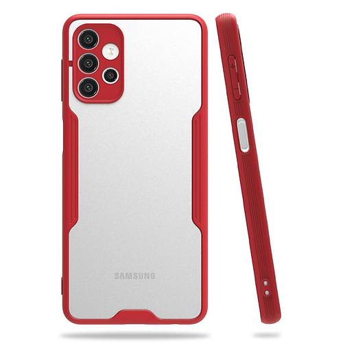 Galaxy A72 K�l�f Platin Silikon - K�rm�z�