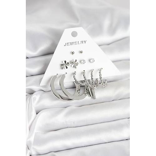 Pirin� G�m�� Renk 6 �ift Kad�n K�pe Seti