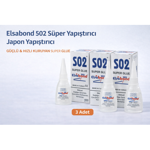 Elsabond 502 S�per Yap��t�r�c� Japon Yap��t�r�c� 20g G��l� H�zl� Kuruyan Super Glue 3 Adet