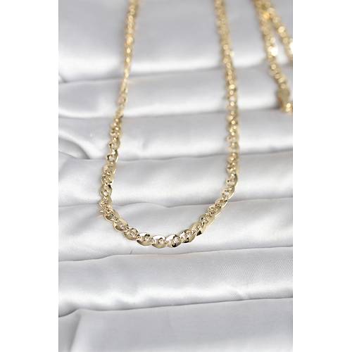 CM 14K Gold Renk Yass� Oval Zincirli Model 60 cm Kad�n Kolye