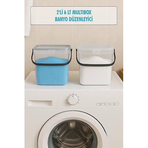 2�li Multibox Deterjanl�k Kutusu & Banyo D�zenleyici & Saklama Kutusu 6 Lt �effaf