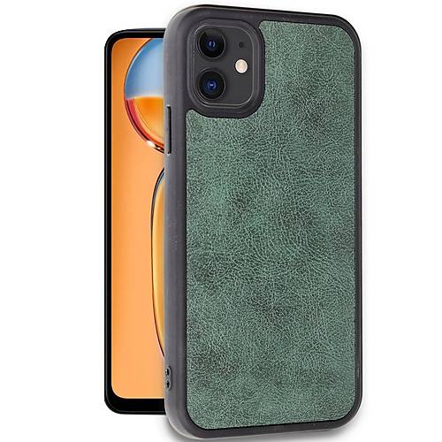 iPhone 11 K�l�f Aras Deri Kapak - Koyu Ye�il