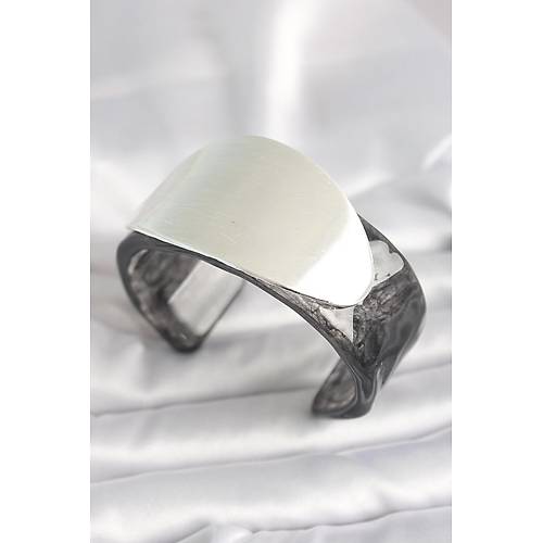 Siyah Mermer Desen Akrilik Plastik G�m�� Oval Plaka Model Vintage Kad�n Bilezik