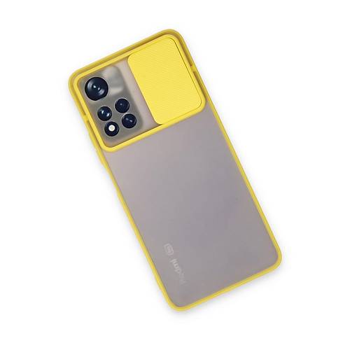 Redmi Note 11T K�l�f Palm Buzlu Kamera S�rg�l� Silikon - Sar�