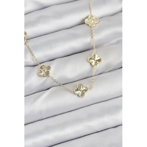 Pirin� Gold Renk Yonca Kad�n Kolye