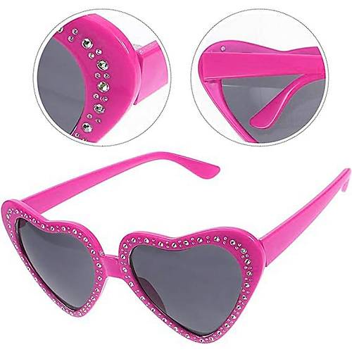 Kalp �ekilli Ta�l� Parti G�zl��� Pembe Renk 6x16 cm