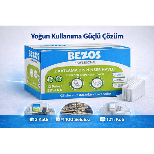 Bezos Z Katlamal� Dispenser Havlu 2 Katl� 20x22 cm %100 Sel�loz 4 Koli Avantaj Paket