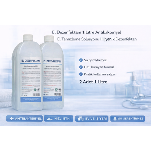 El Dezenfektan� 1 Litre Antibakteriyel El Temizleme Sol�syonu 2 Adet