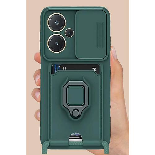 Redmi Note 13 Pro Plus K�l�f Zuma Kartvizitli Y�z�kl� Silikon - Ye�il