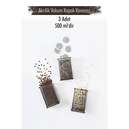 Akrilik F�me �eker Kahve �ay Kavanozu 500 Ml (Vakum Kapak )